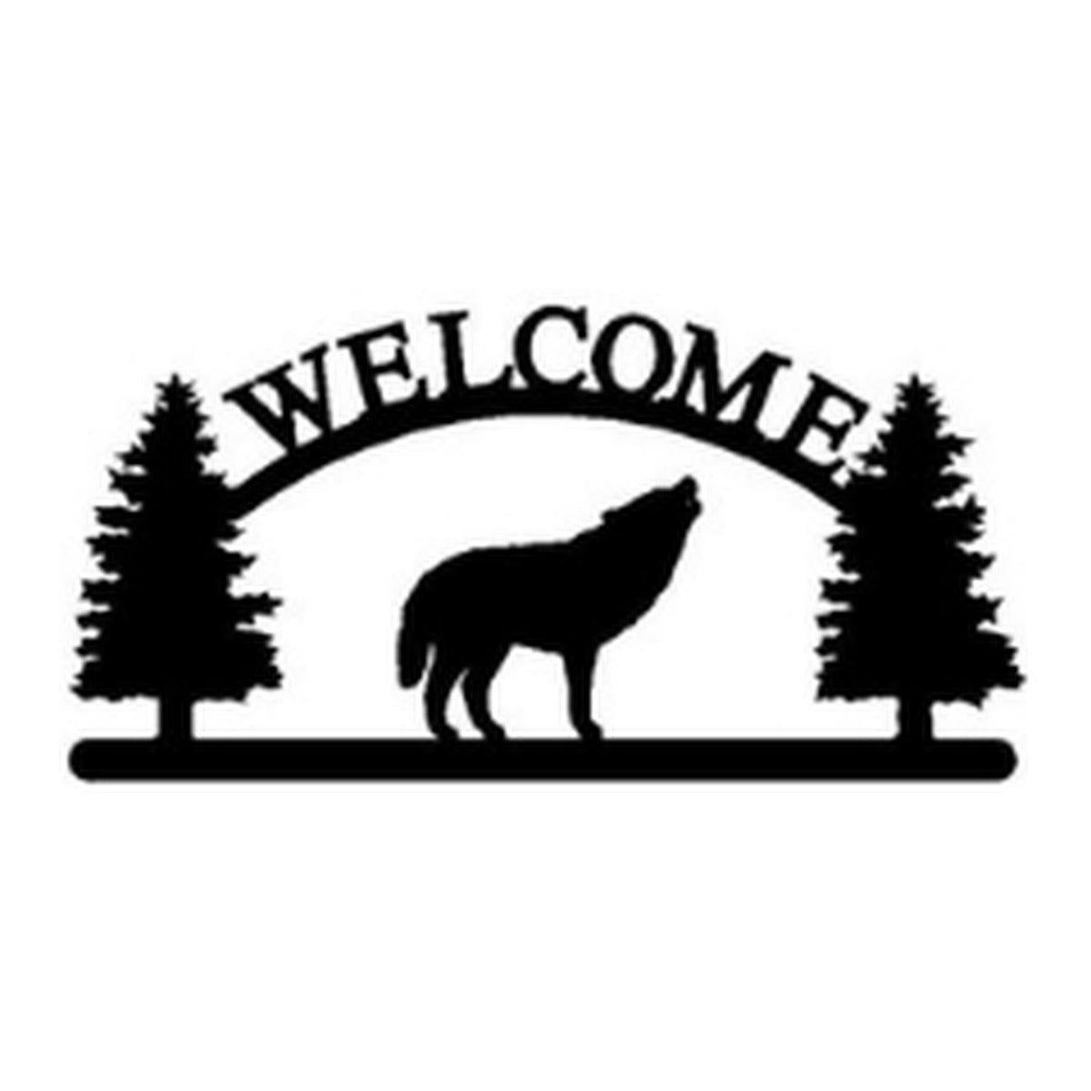 Howling Wolf – Welcome Sign with Scene, Pine Trees