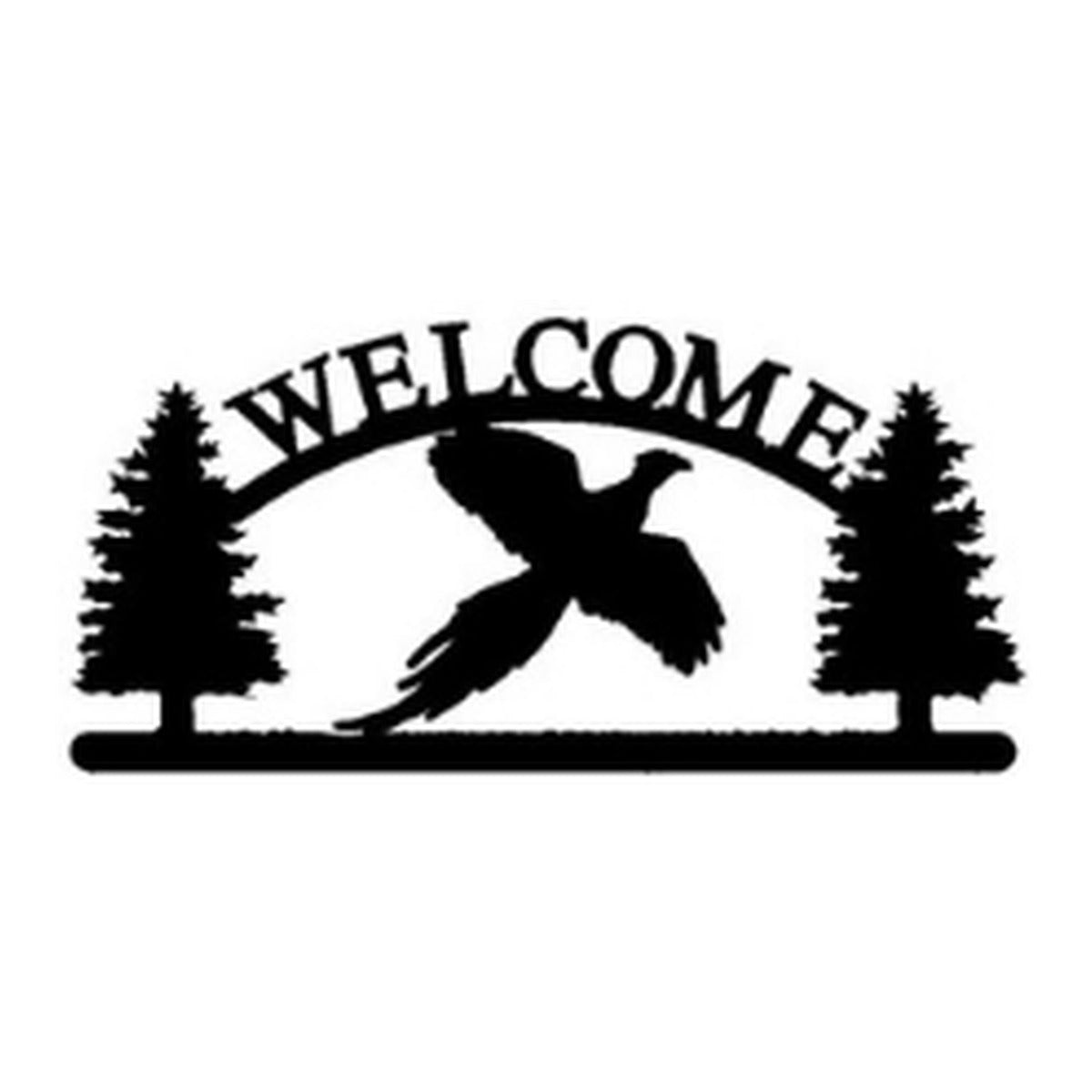 Pheasant – Welcome Sign with Scene, Pine Trees