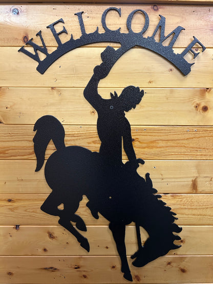 Wyoming Bronc Welcome arched on top