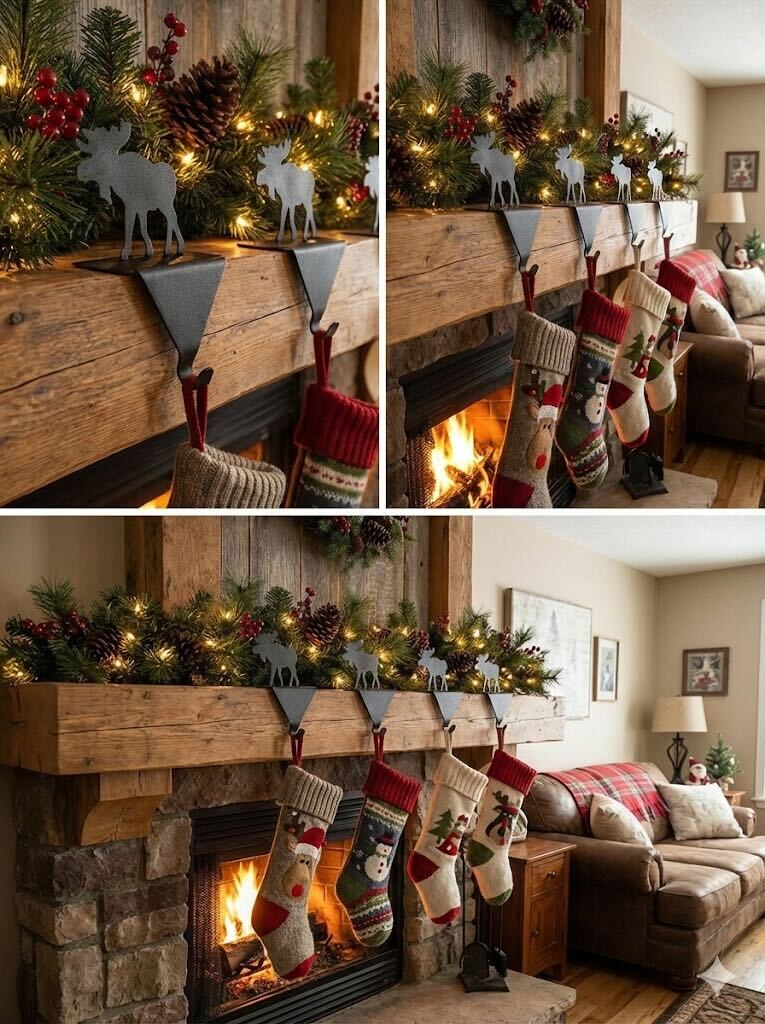 Metal stocking holders on a fireplace mantel – AllwayzMags