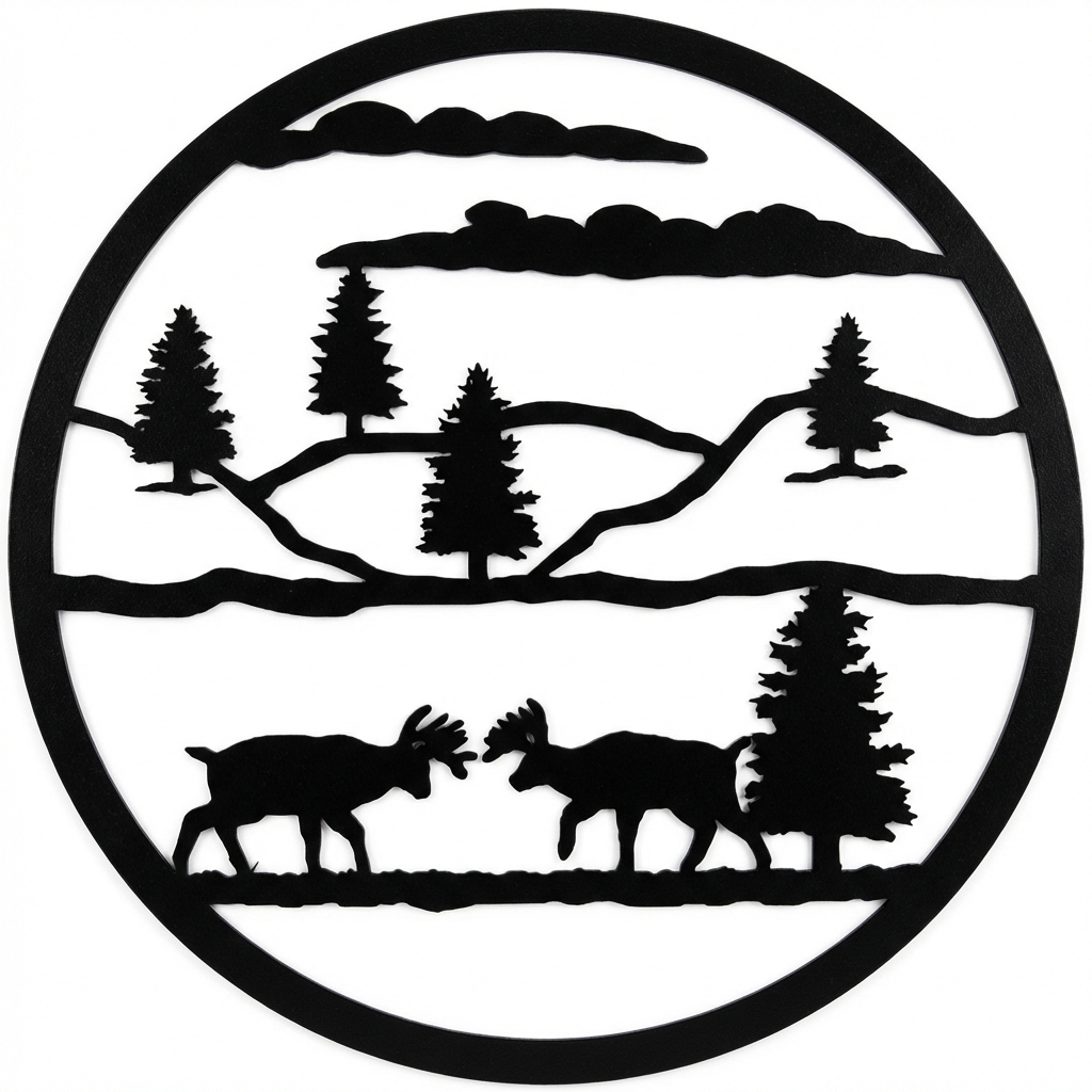 Bighorn Sheep round metal wall hanging, 36 inch, AllwayzMags