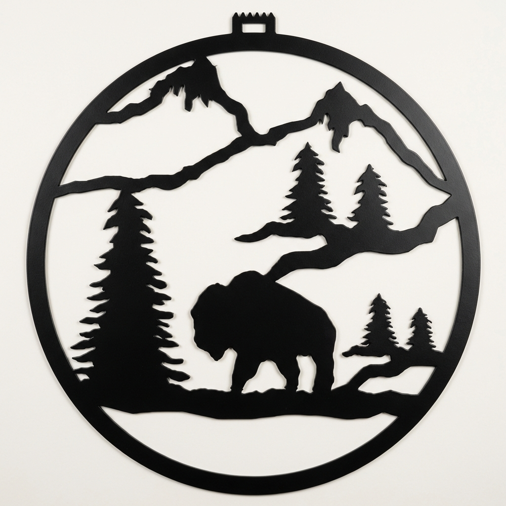 Buffalo round metal wall hanging, 13 inch, AllwayzMags