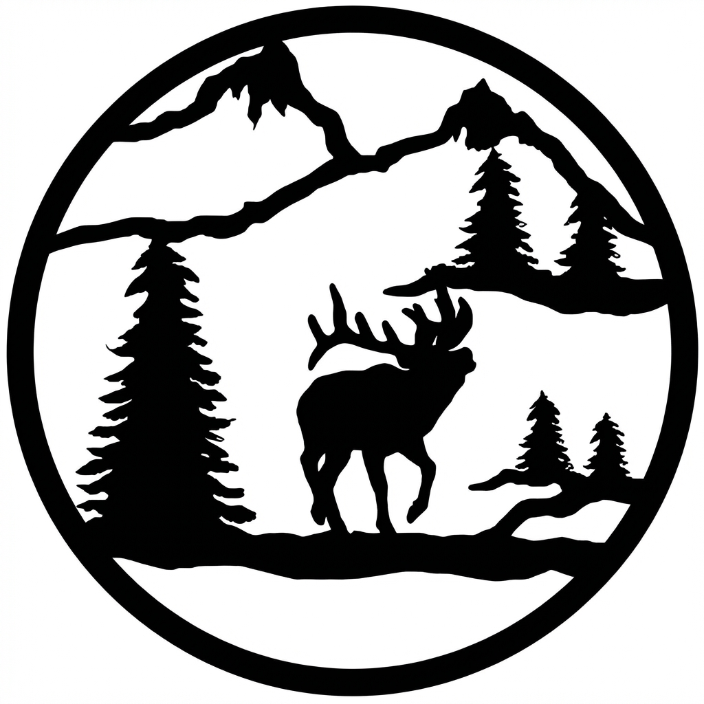 Bull Elk round metal wall hanging, 13 inch, AllwayzMags
