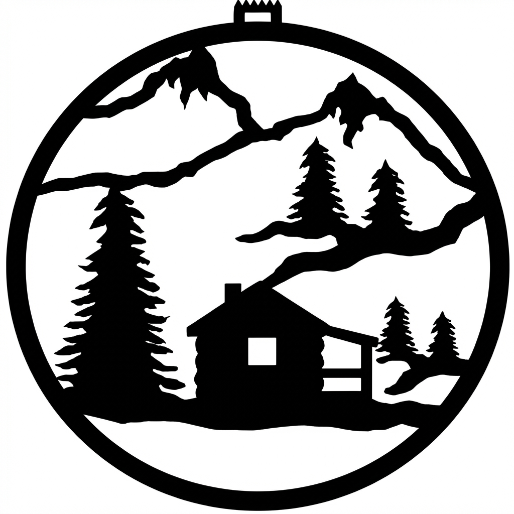 Cabin round metal wall hanging, 13 inch, AllwayzMags