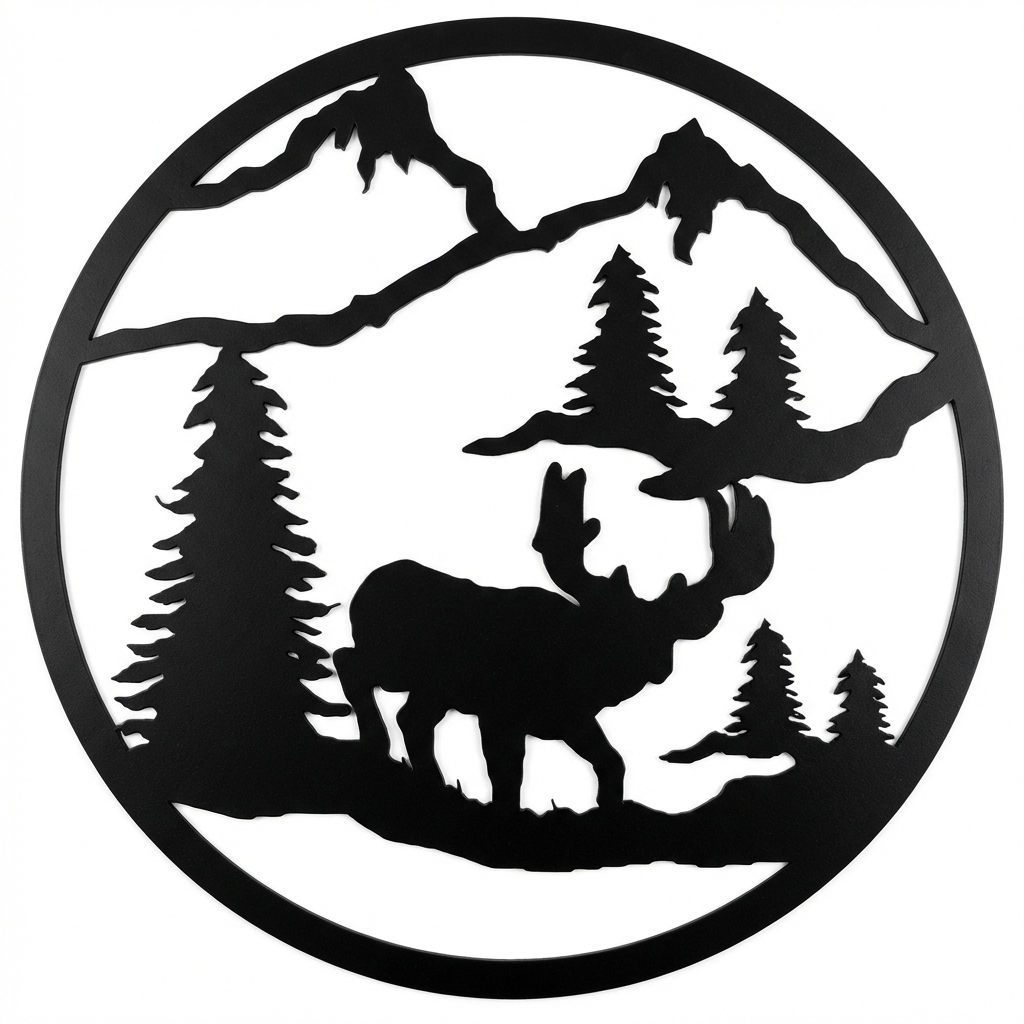 Moose round metal wall hanging, 16 inch, AllwayzMags