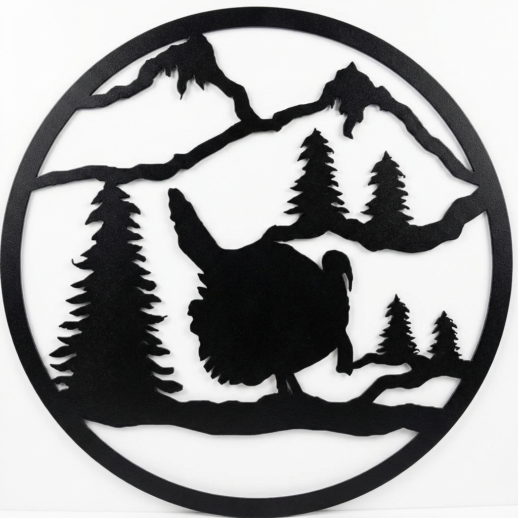 Turkey round metal wall hanging, 13 inch, AllwayzMags
